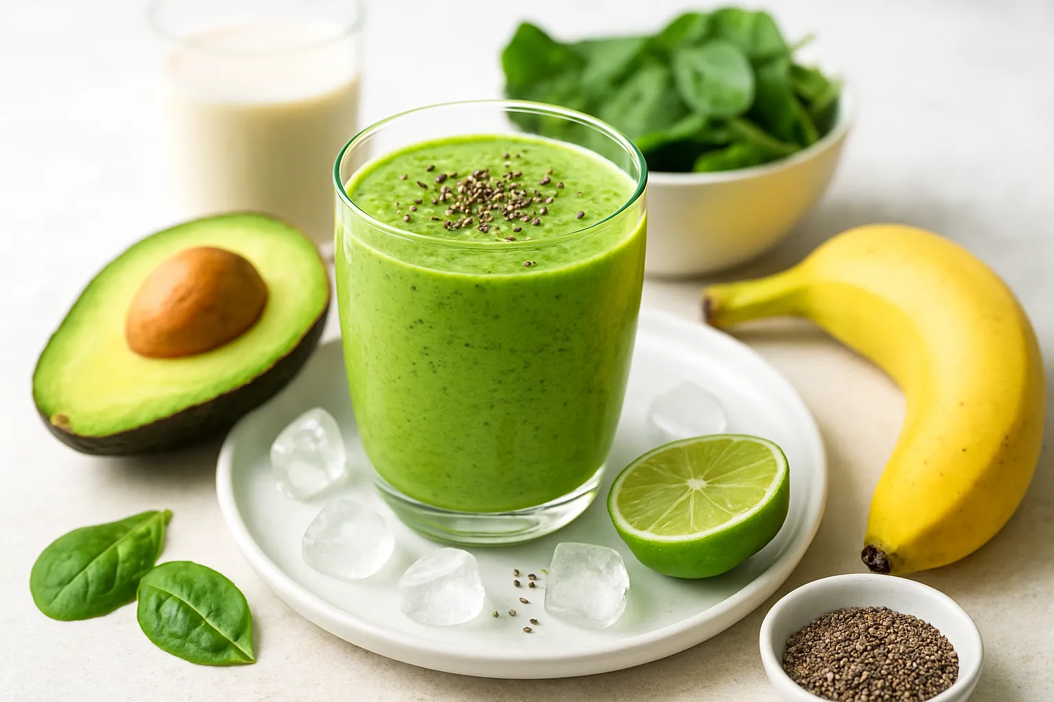 Nutritious Spinach-Avocado Green Shake