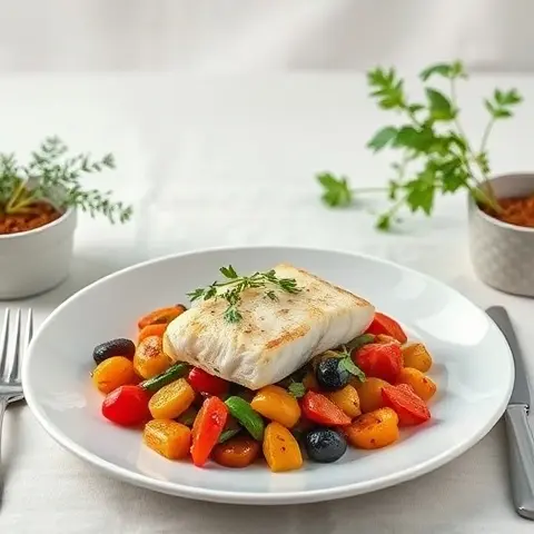 Provençal Herb Baked Cod with Ratatouille