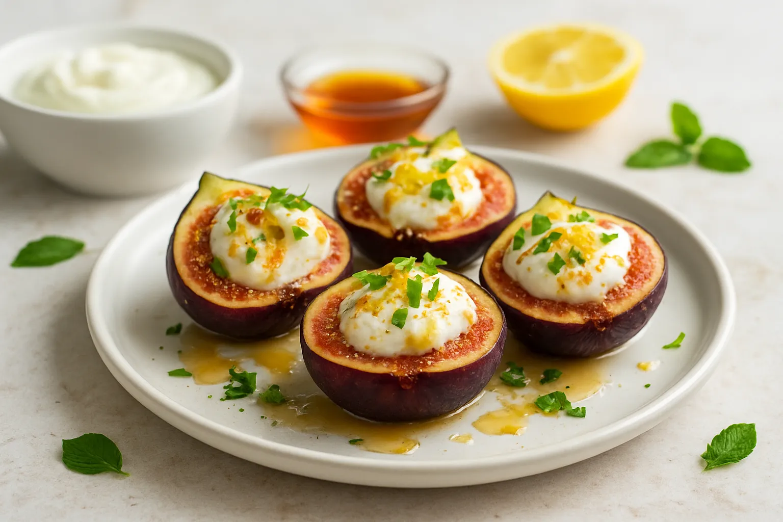 Nutritious Figs Stuffed with Yogurt and Honey-Lemon (Incir Tatlısı, Light)