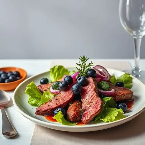 Steak Salad with Blueberry-Red Onion Relish