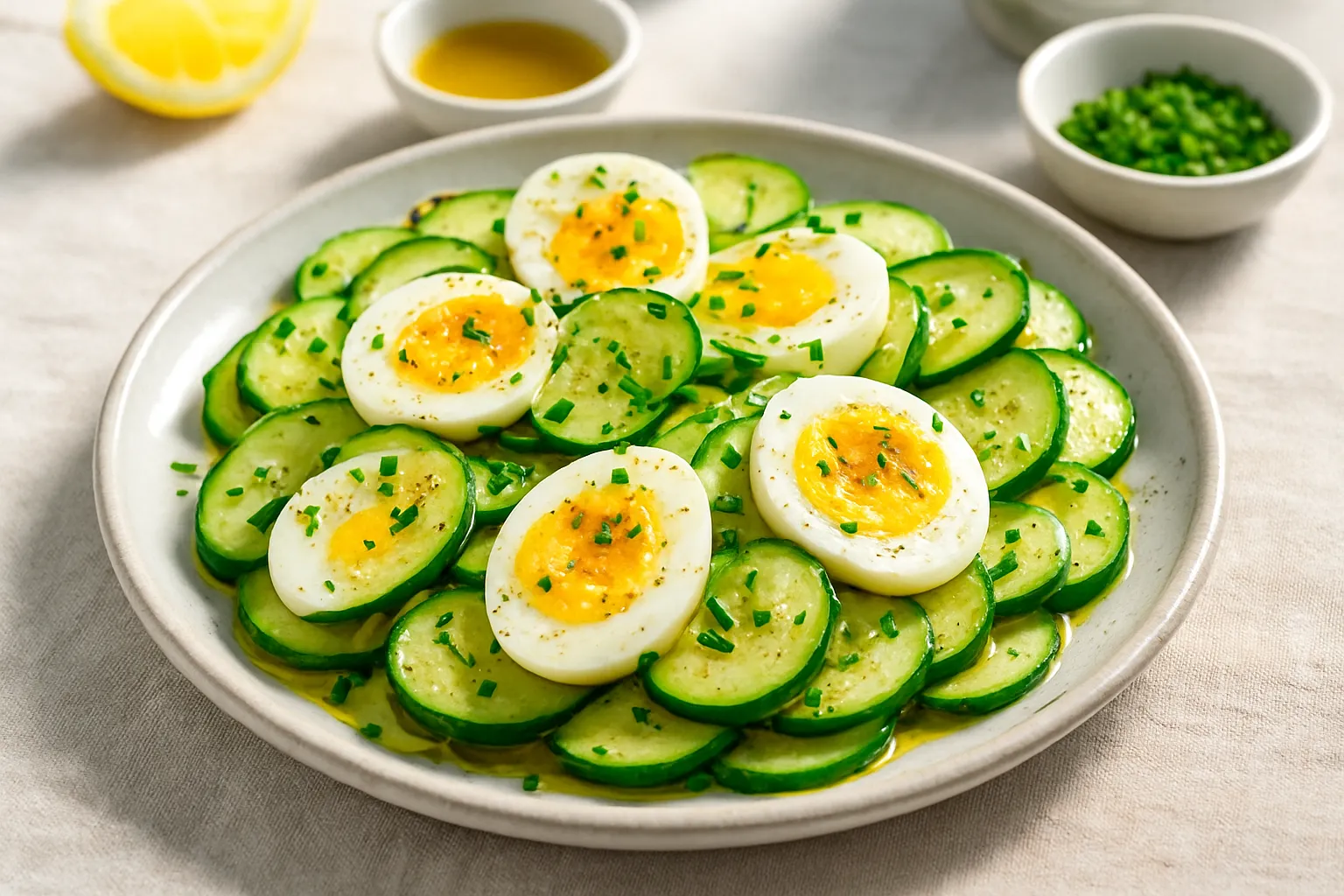 Light Egg & Zucchini Salad with Olive Oil and Chives
