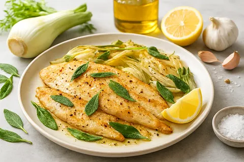 Oven-Baked Fresh Sole with Fennel & Sage