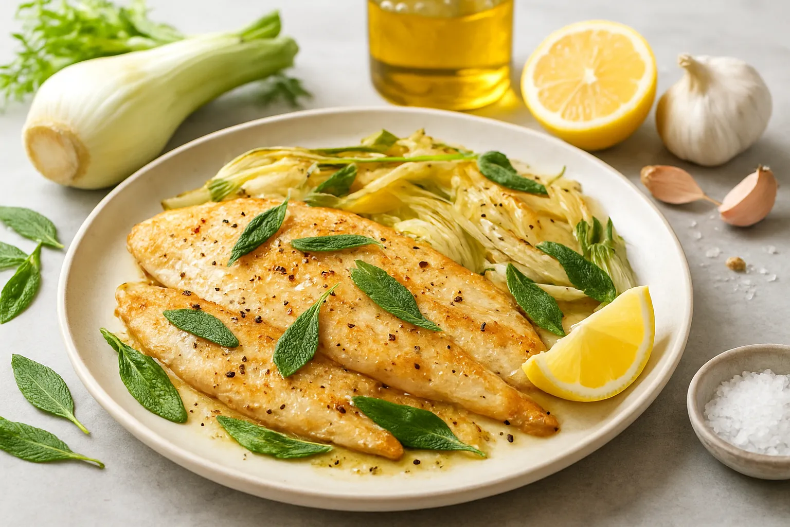Oven-Baked Fresh Sole with Fennel & Sage
