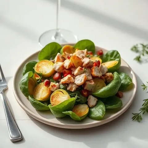 Roasted Brussels Sprout & Turkey Bits Salad