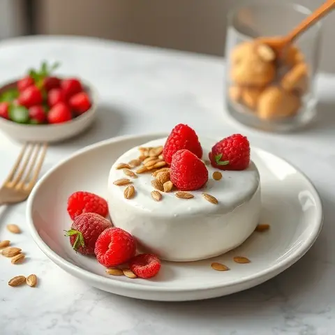 Lactose-Free Yogurt with Raspberry and Pumpkin Seed Crunch