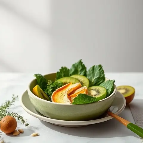 Green Smoothie Bowl with Kale, Kiwi, and Pumpkin Seeds