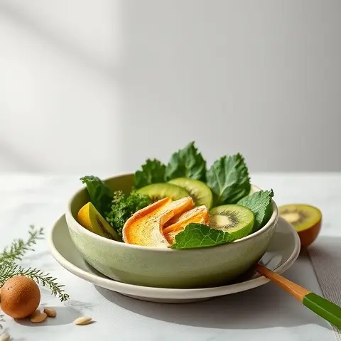 Green Smoothie Bowl with Kale, Kiwi, and Pumpkin Seeds