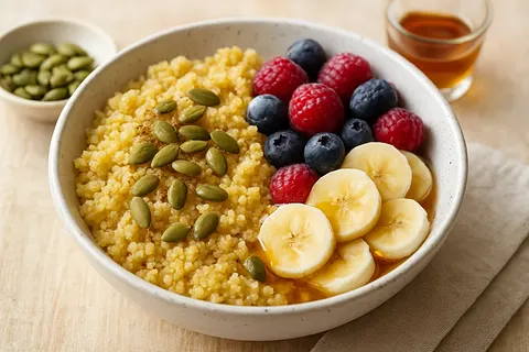 Warm Millet and Pumpkin Seed Breakfast Bowl