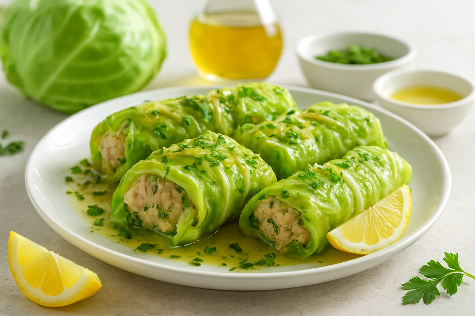Lemon Chicken Cabbage Rolls