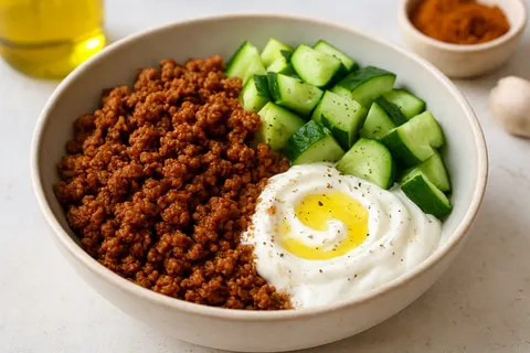 Spiced Lamb & Cucumber Yogurt Bowl