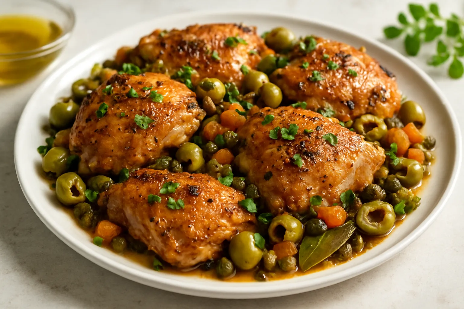 Baked Chicken Marbella with Olives & Capers
