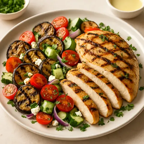 Rosemary-Grilled Chicken & Charred Eggplant Salad