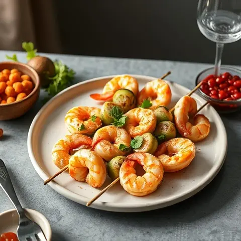 Zucchini & Shrimp Alambre Skewers