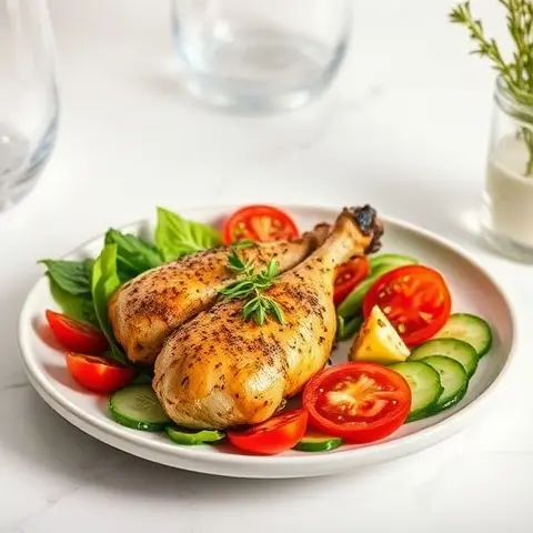 Za’atar Roast Chicken with Cucumber-Tomato Salad