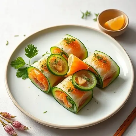 Japanese Shiso & Salmon Cucumber Rolls