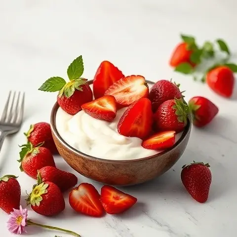 Calcium-Fortified Coconut Yogurt with Strawberries
