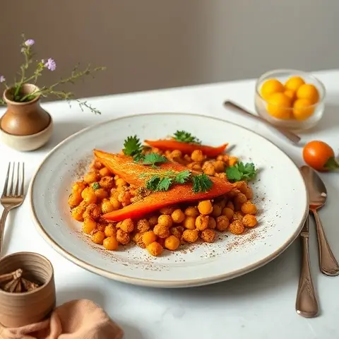 Ras el Hanout Roasted Carrot and Chickpea Tray