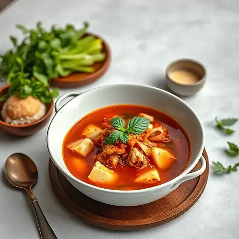 Nutritious Turkey and Cabbage Kimchi-Style Soup