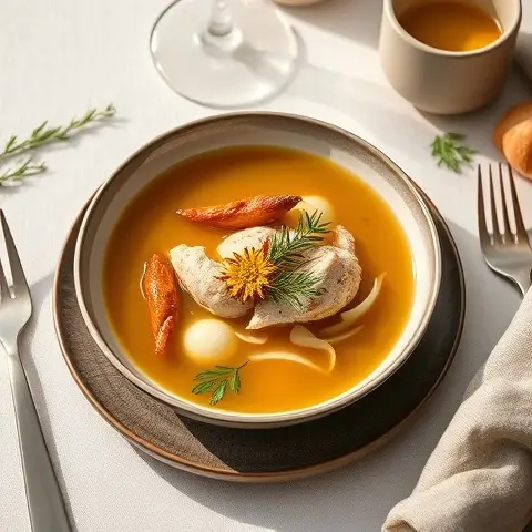 Mace & Saffron Turkey Shorba with Steamed Greens