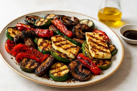 Ateşte Izgara — Charred Halloumi and Summer Vegetable Platter with Pomegranate Molasses