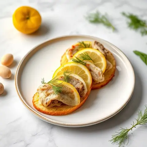 Lemon-Dill Sardine Crostini on Celeriac Rounds