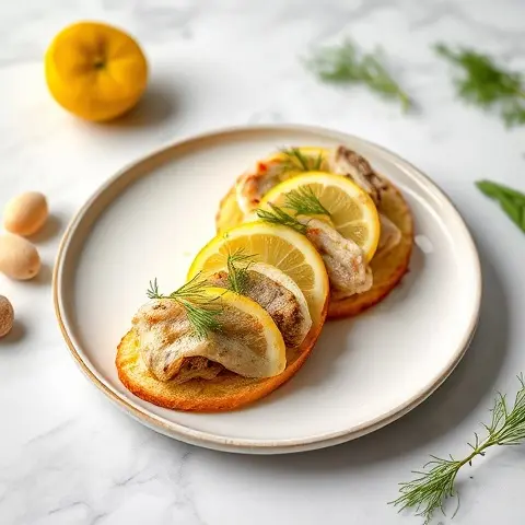 Lemon-Dill Sardine Crostini on Celeriac Rounds