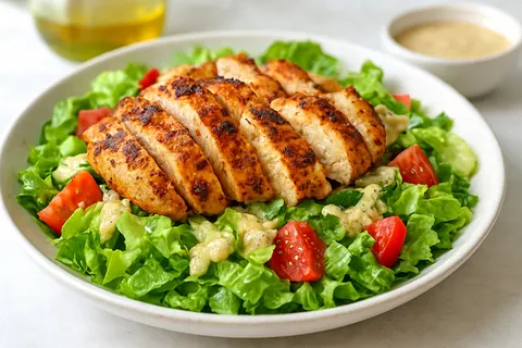 Grilled Chicken Shawarma Salad with Tahini-Lemon Dressing