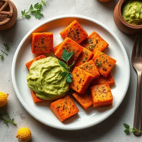 Spiced Sweet Potato Bites with Guacamole