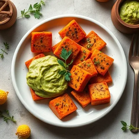 Spiced Sweet Potato Bites with Guacamole