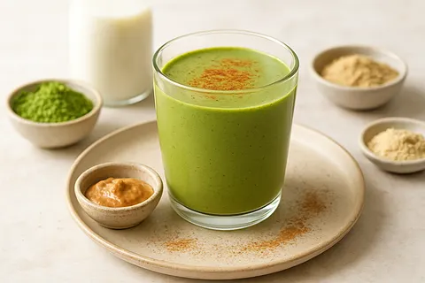 Matcha-Adaptogen Almond Smoothie (No Sugar)