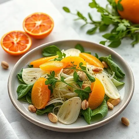 Nutritious Fennel, Orange & Arugula Salad with Pistachios