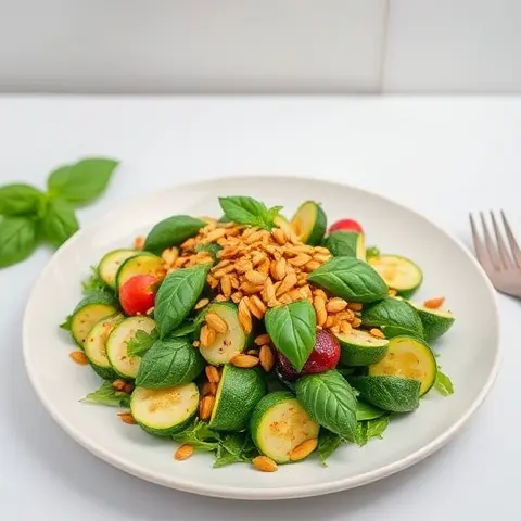 Zucchini and Fresh Basil Salad with Toasted Pumpkin Seeds
