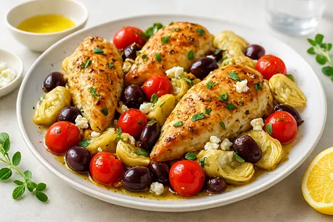 One-Pan Greek Chicken with Olives & Artichokes