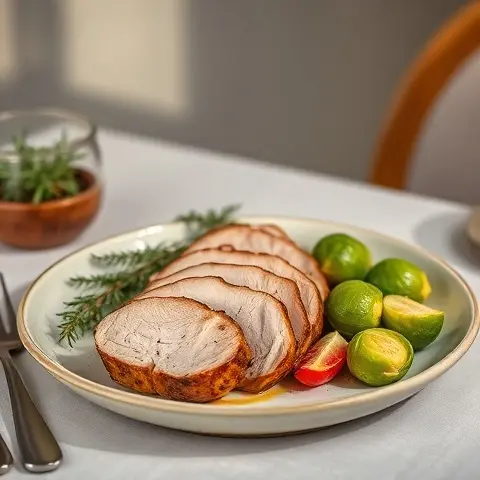 Thyme-Rosemary Turkey Tenderloin with Brussels Sprouts