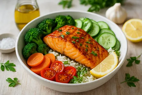 Japanese Miso Salmon Bowl