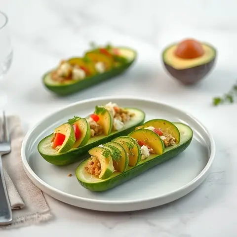 Yuzu-Lime Avocado Cucumber Boats