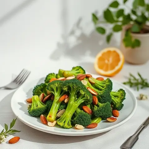 Charred Broccoli Salad with Toasted Almonds and Lemon