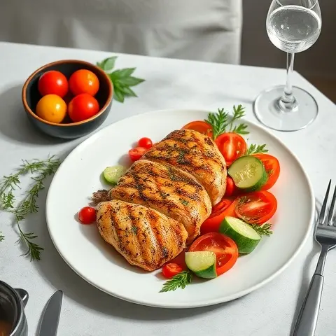 Greek Chicken Souvlaki with Tomato-Cucumber Salad