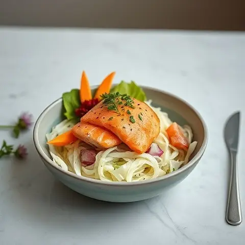 Brain-Boosting Salmon Poke on Shredded Cabbage