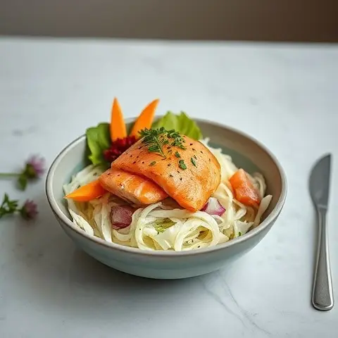 Brain-Boosting Salmon Poke on Shredded Cabbage