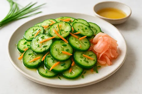 Japanese Miso-Free Cucumber Sunomono with Pickled Ginger