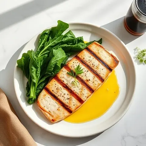 Grilled Trout with Warm Kale & Garlic Oil