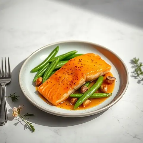 Orange-Ginger Glazed Salmon with Snap Peas