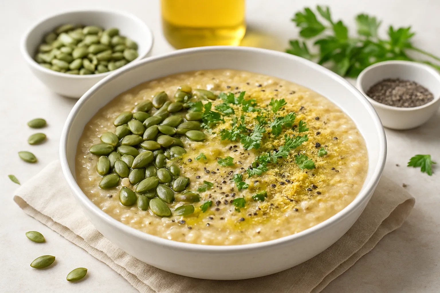 Savory Pumpkin-Seed Protein Porridge