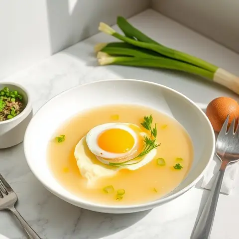 Poached Egg and Leek Nourishing Broth