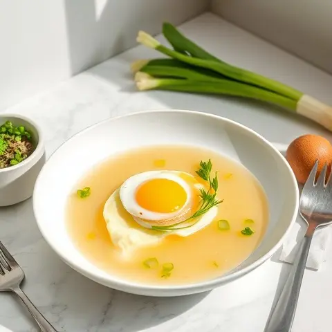 Poached Egg and Leek Nourishing Broth