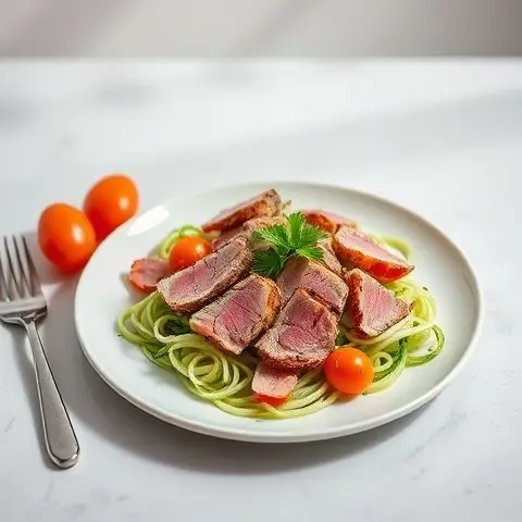 Seared Tuna Nicoise Salad with Zoodles