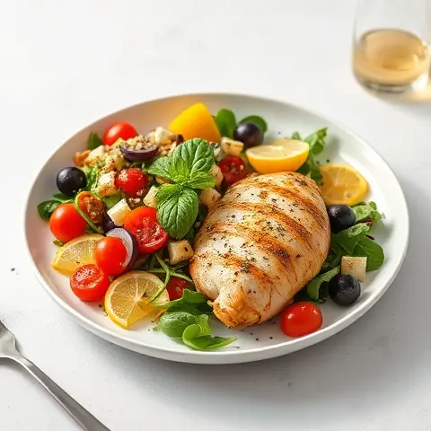 Greek Lemon-Oregano Chicken with Village Salad