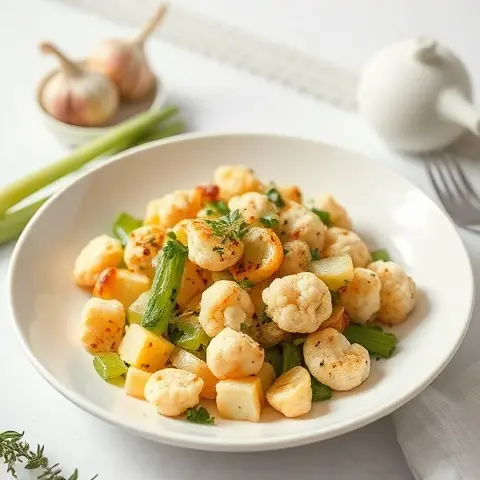 Sautéed Cauliflower and Leek with Garlic and Herbs