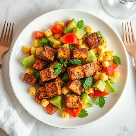 Blackened Tofu with Avocado Corn Salad